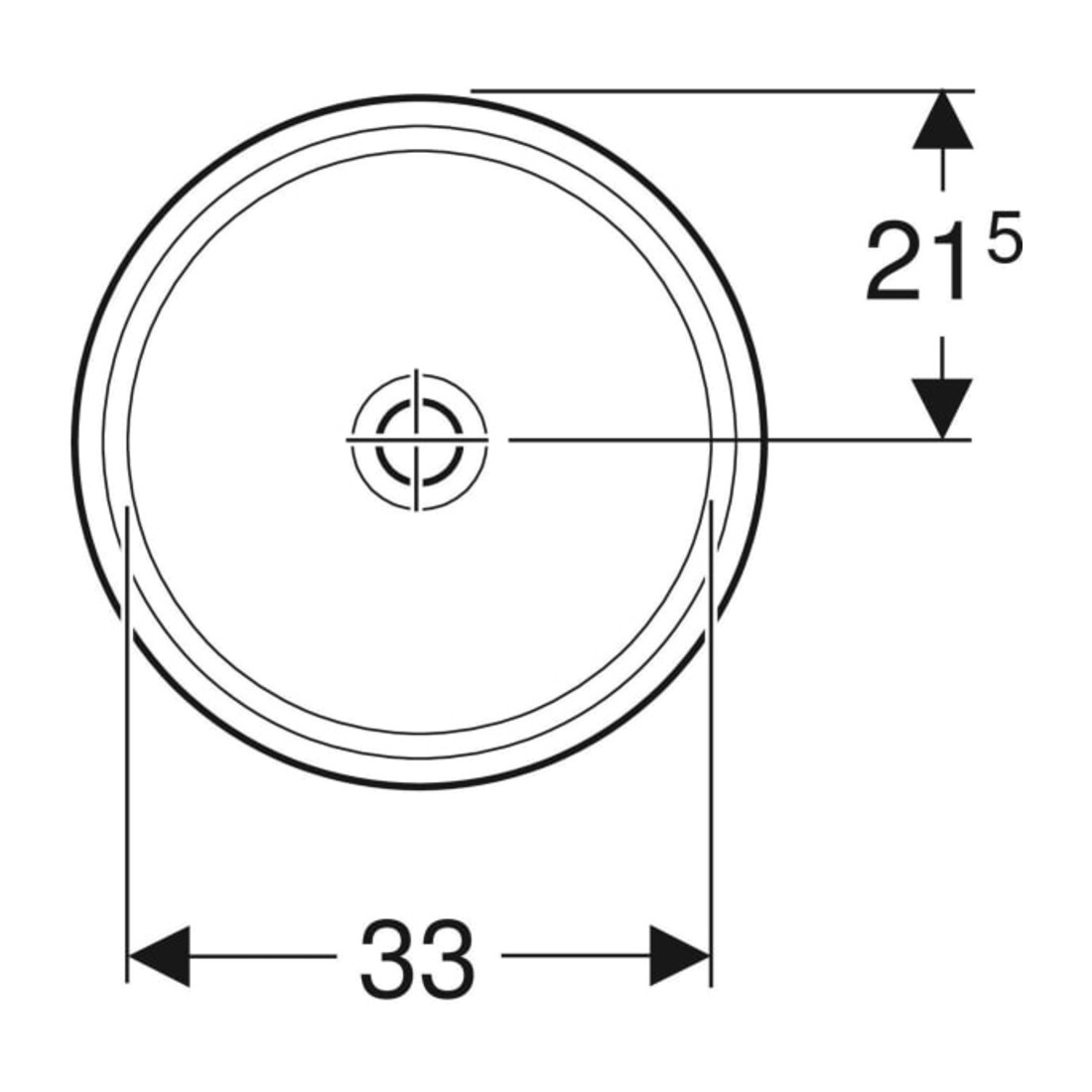 Geberit Unterbau-Waschtisch VariForm d 39cm, o. Hahnl., o. ÜL, rd, we. K-Tect