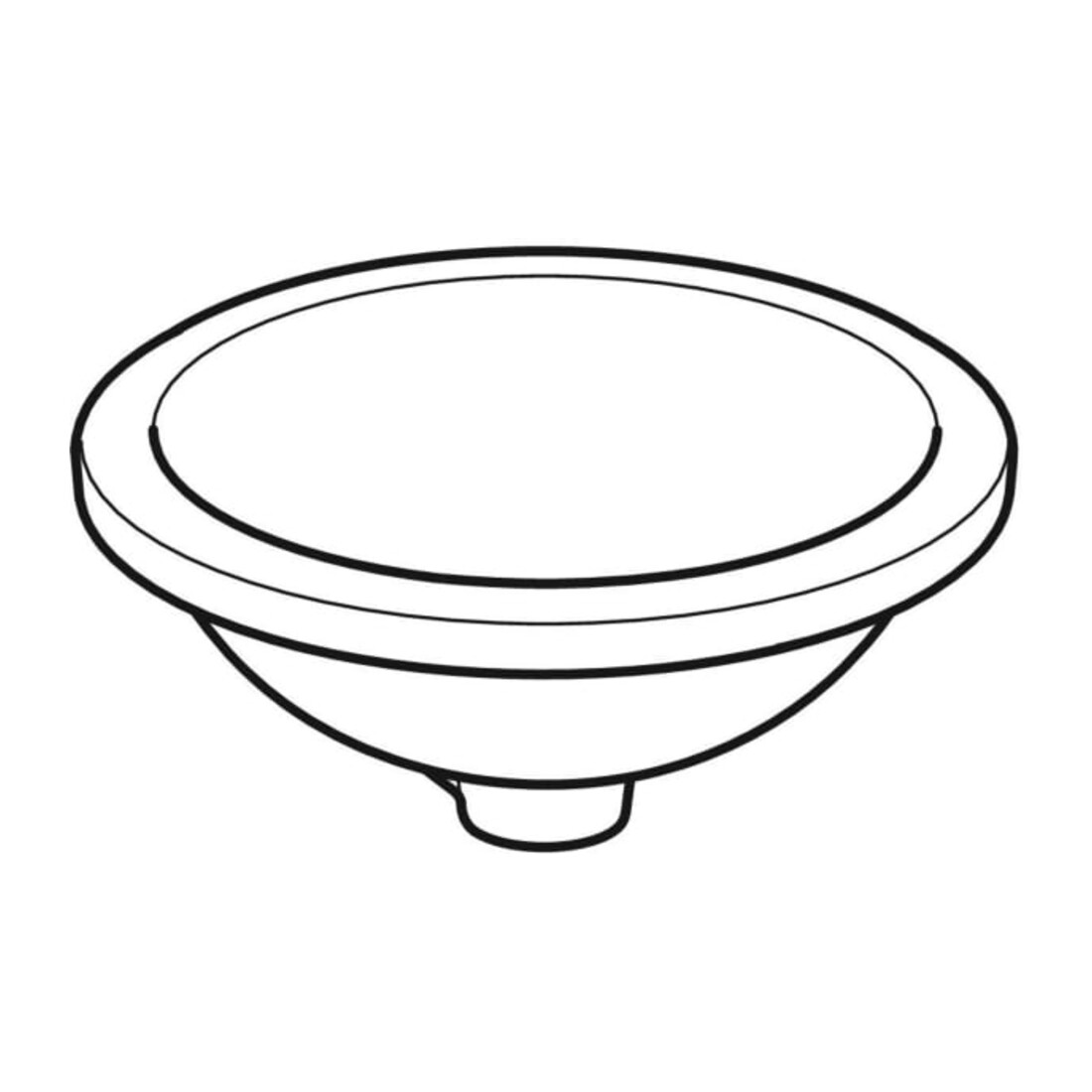 Geberit Unterbau-Waschtisch VariForm d 39cm, o HL, o Ü, rd, US glas. / we.