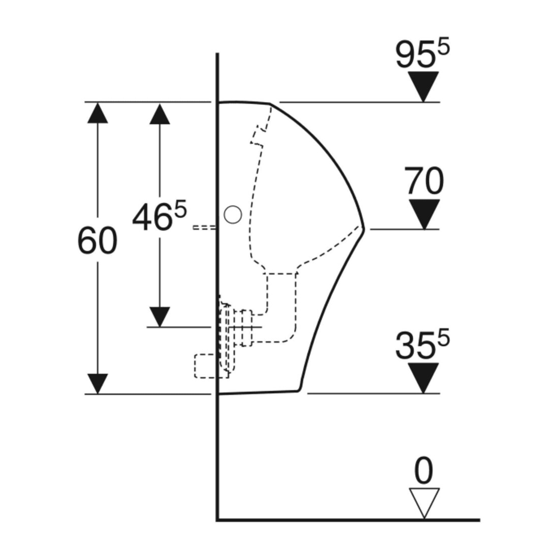 Geberit Urinal Narva Zulauf/Abgang hinten, weiß