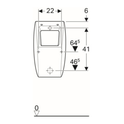 Geberit Urinal Pareo weiß, für Deckel, Zulauf/Abgang hinten