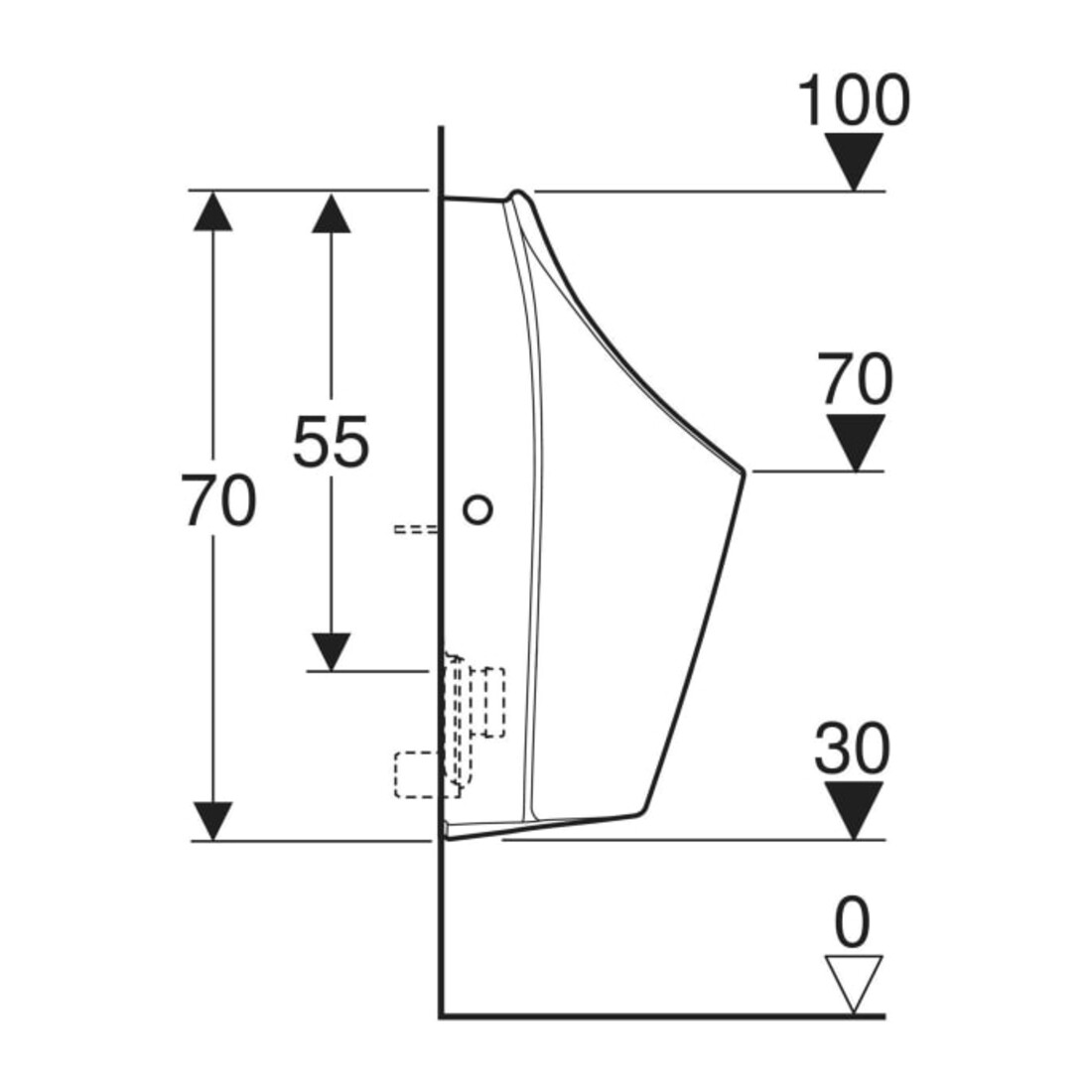 Geberit Urinal Renova L Abg. hi. oder unten, Zulauf hinten, weiß
