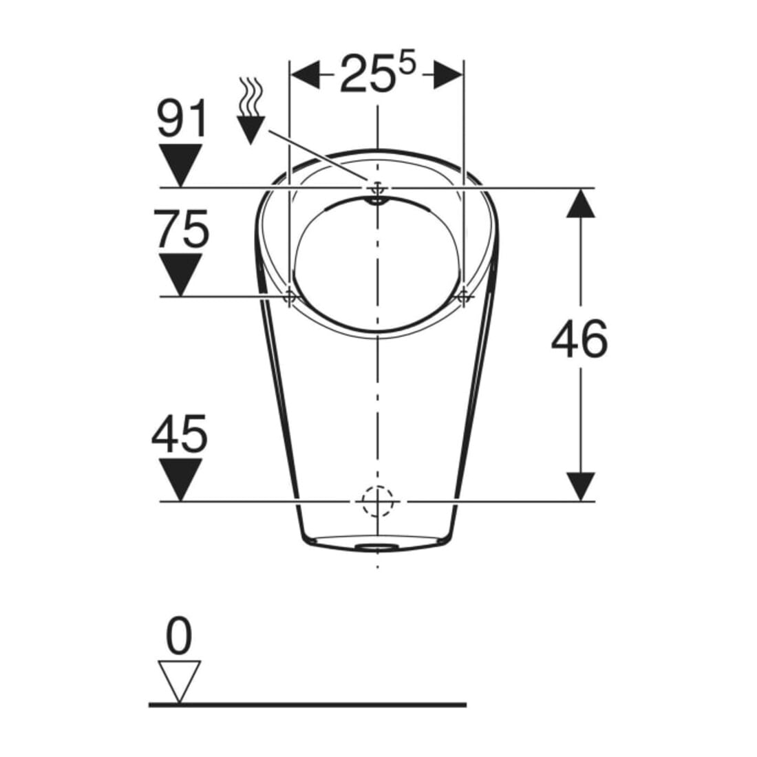 Geberit Urinal Renova M Abg. hi. oder unten, Zulauf hinten, weiß