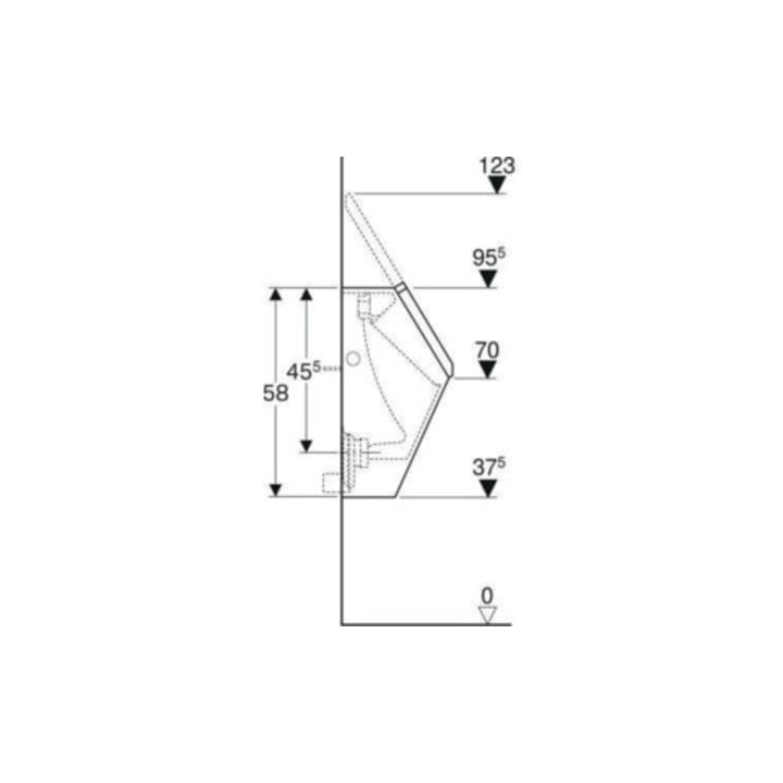 Geberit Urinal Renova Plan we. K-Tect, m Deck, Zulauf/Abgang hinten