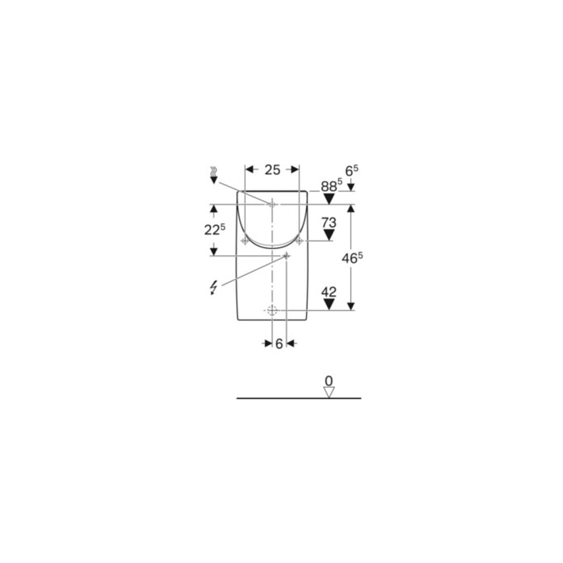 Geberit Urinal Renova Plan we. K-Tect, m Deck, Zulauf/Abgang hinten