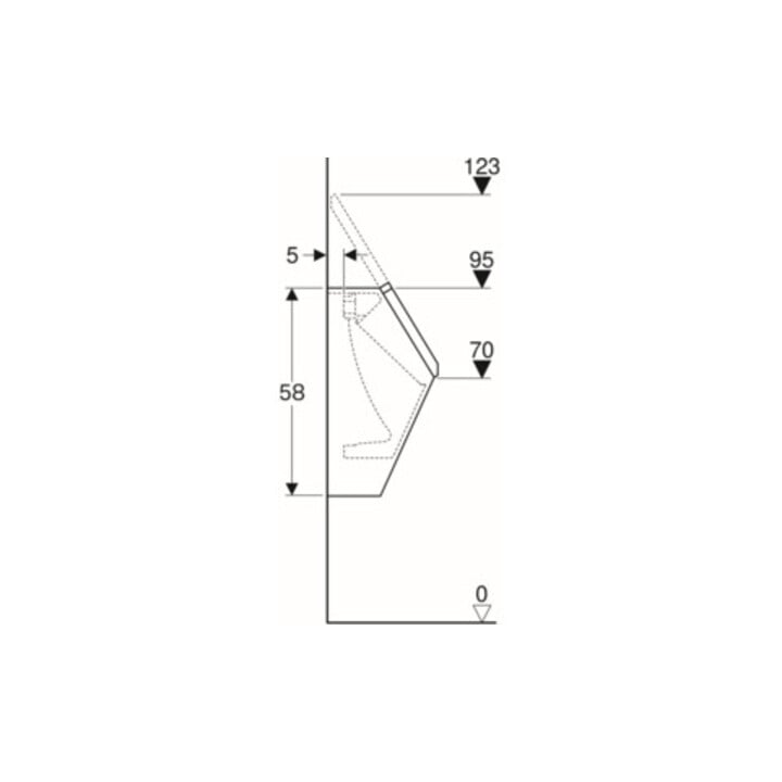 Geberit Urinal Renova Plan we. K-Tect, m Deck, Zulauf/Abgang hinten