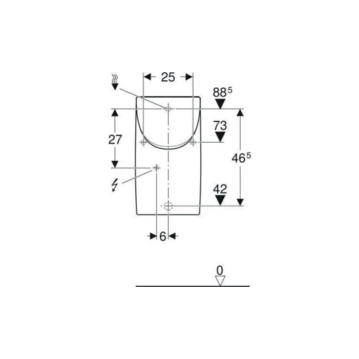 Geberit Urinal Renova Plan we. K-Tect, m Deck, Zulauf/Abgang hinten