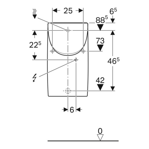 Geberit Urinal Renova Plan weiß, mit Deckel, Zulauf/Abgang hinten
