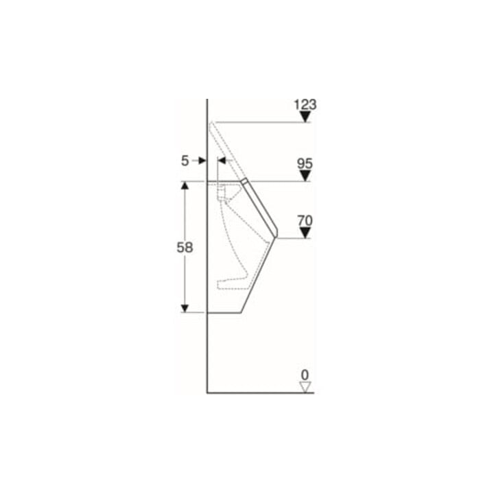 Geberit Urinal Renova Plan weiß, mit Deckel, Zulauf/Abgang hinten