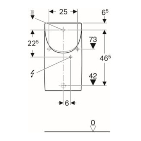 Geberit Urinal Renova Plan weiß, mit Deckel, Zulauf/Abgang hinten