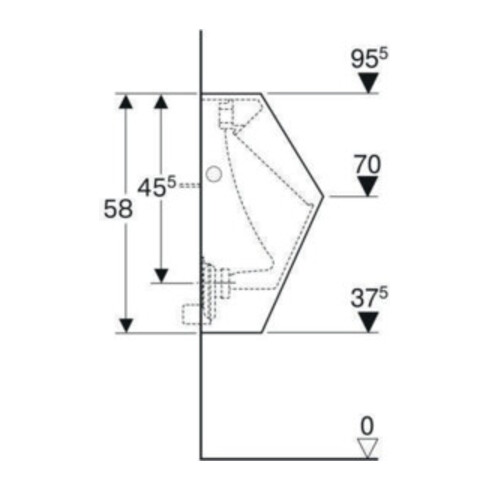 Geberit Urinal Renova Plan weiß, Zulauf/Abgang hinten