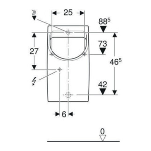 Geberit Urinal Renova Plan weiß, Zulauf/Abgang hinten