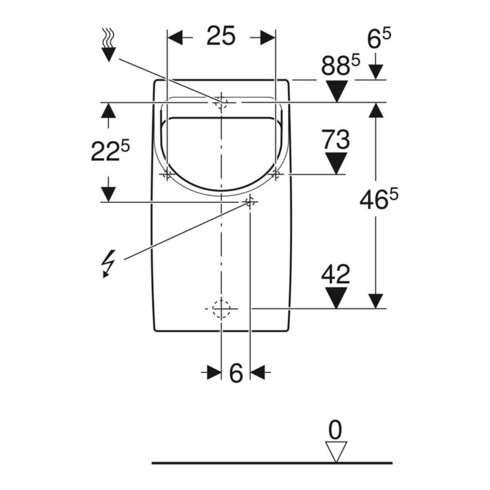 Geberit Urinal Renova Plan weiß, Zulauf/Abgang hinten