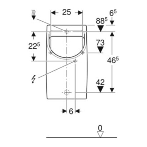 Geberit Urinal Renova Plan weiß, Zulauf/Abgang hinten