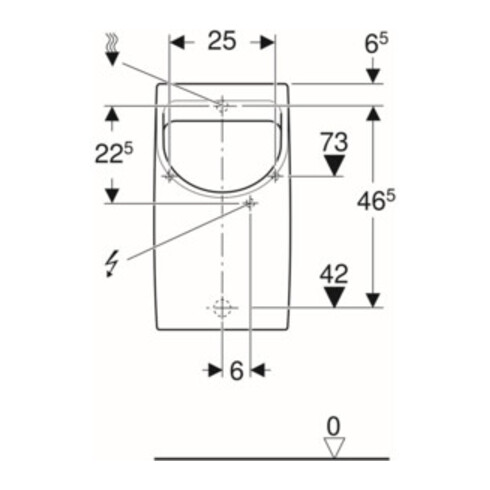 Geberit Urinal Renova Plan weiß, Zulauf/Abgang hinten