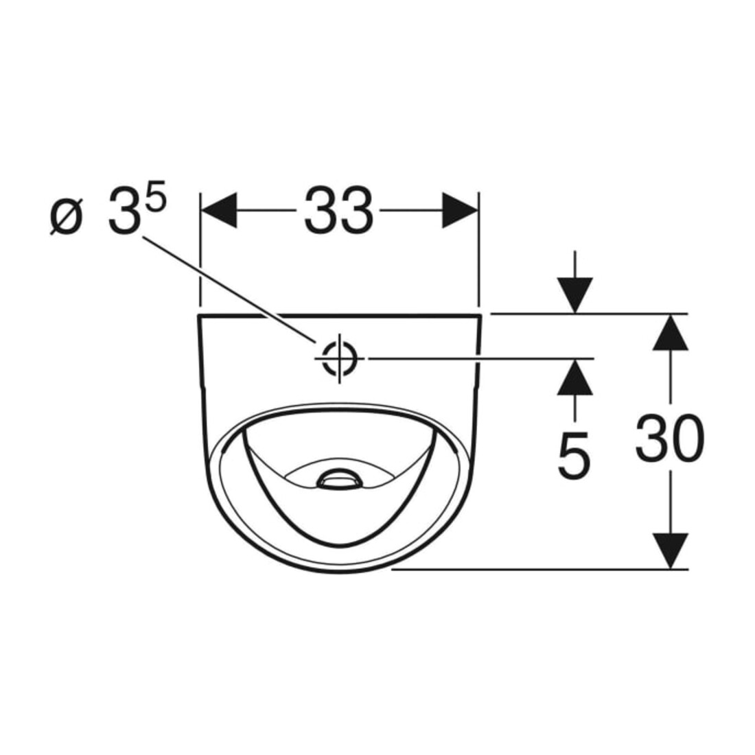 Geberit Urinal Renova w K-T., trigonal, Zul. v ob, Abg. n hi.