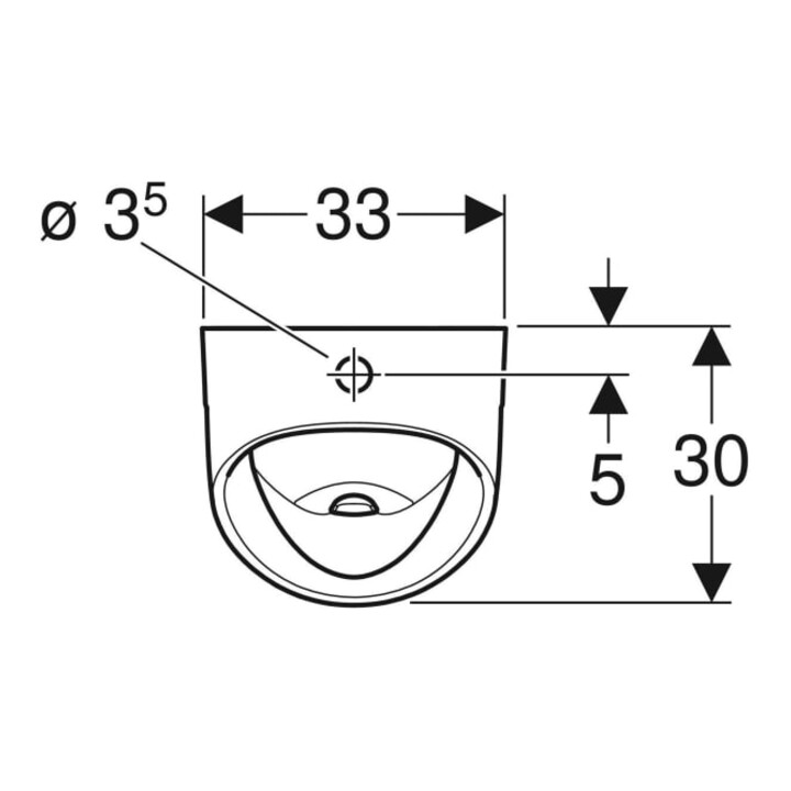 Geberit Urinal Renova we., trigonal, Zul. v ob, Abg. n hinten