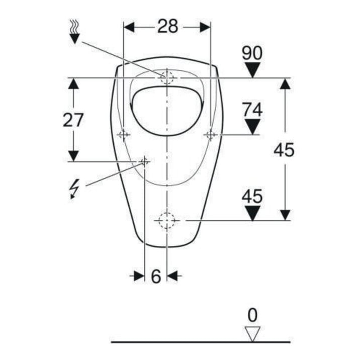 Geberit Urinal Renova Zul./Abg. hi., ohne Zielmarkierung, weiß