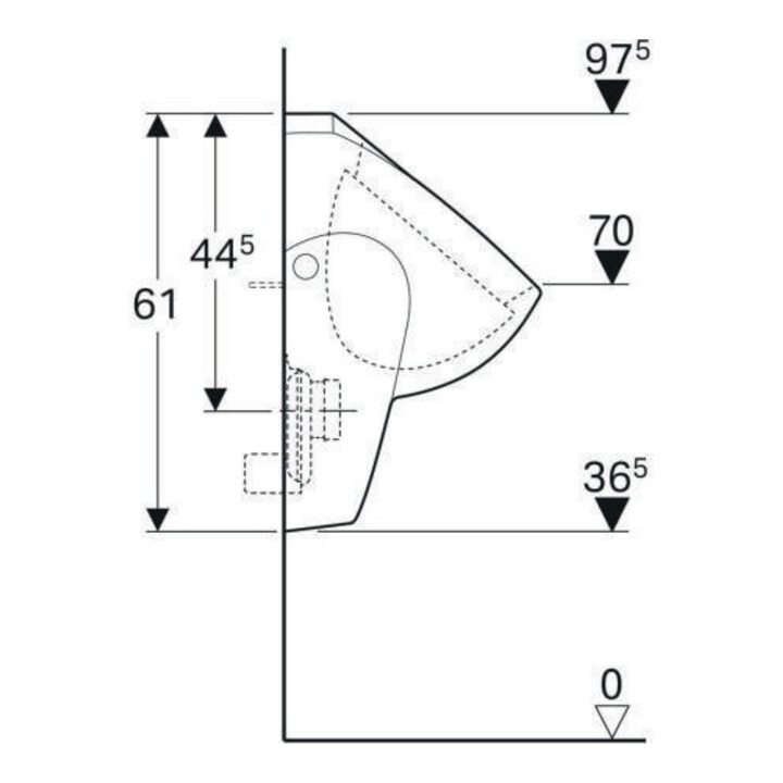 Geberit Urinal Renova Zul./Abg. hi., ohne Zielmarkierung, weiß