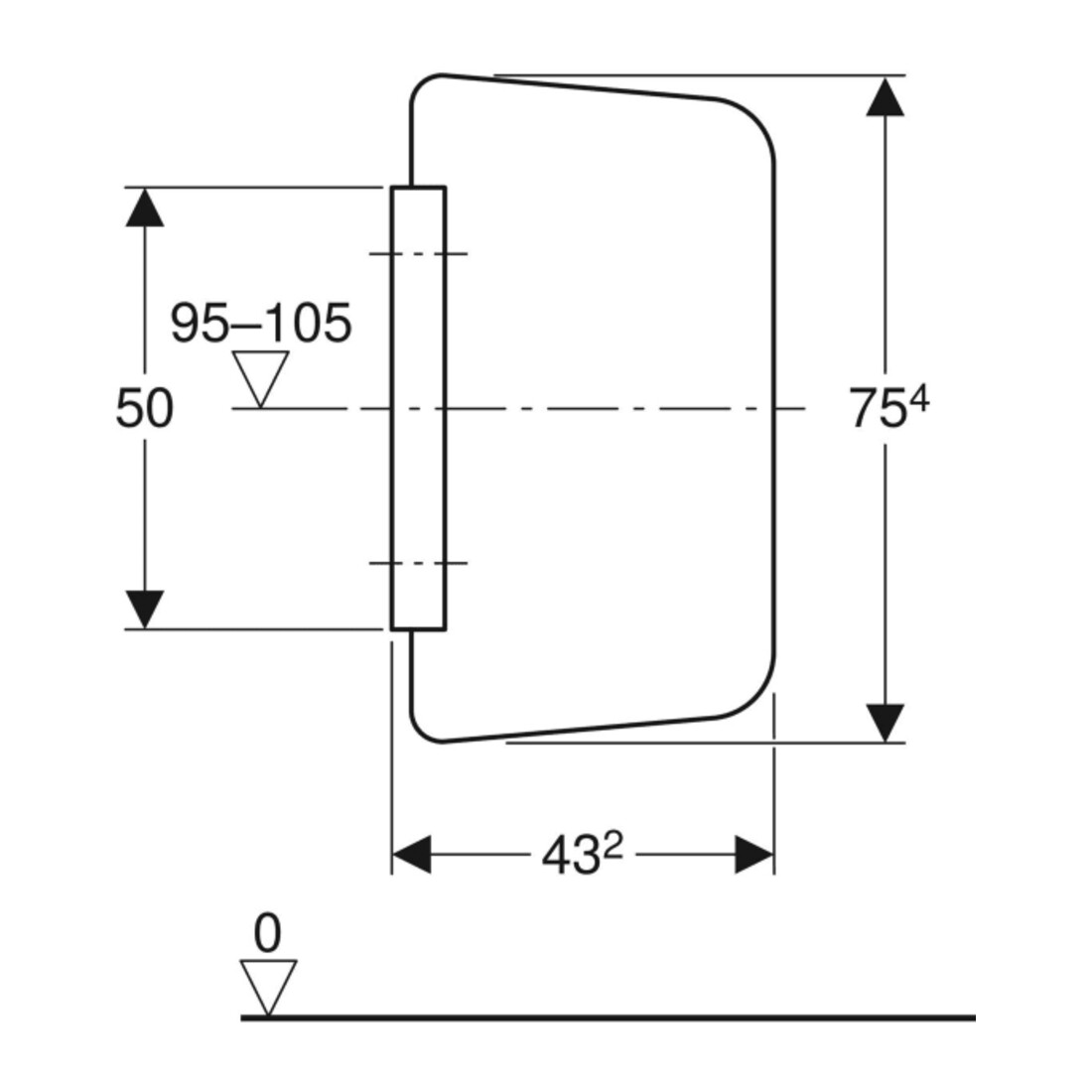 Geberit Urinal-Trennwand anthrazit, 75,4x4x43,2cm