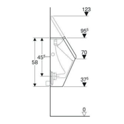 Geberit Urinoir Renova Plan blanc, avec couvercle, arrivée/sortie arrière