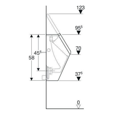 Geberit Urinoir Renova Plan blanc, avec couvercle, arrivée/sortie arrière