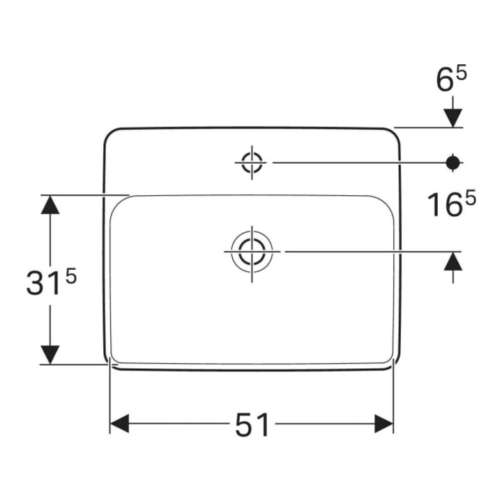 Geberit Vasque à encastrer VariForm 55x45cm, avec trop-plein, sans vidage, droite, blanc K-Tect