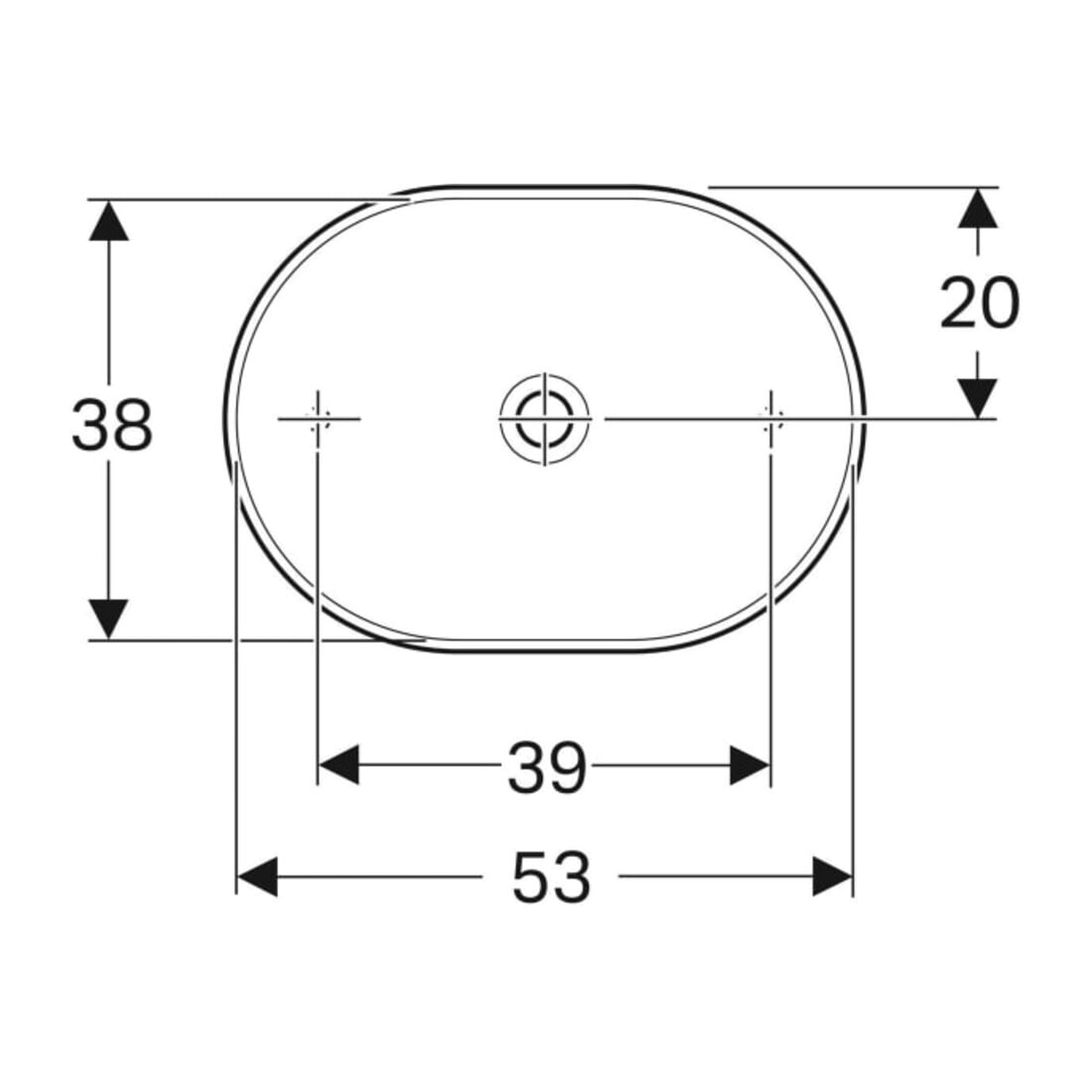 Geberit Vasque à poser VariForm 55x40 cm, elliptique, blanc, sans robinet ni trop-plein