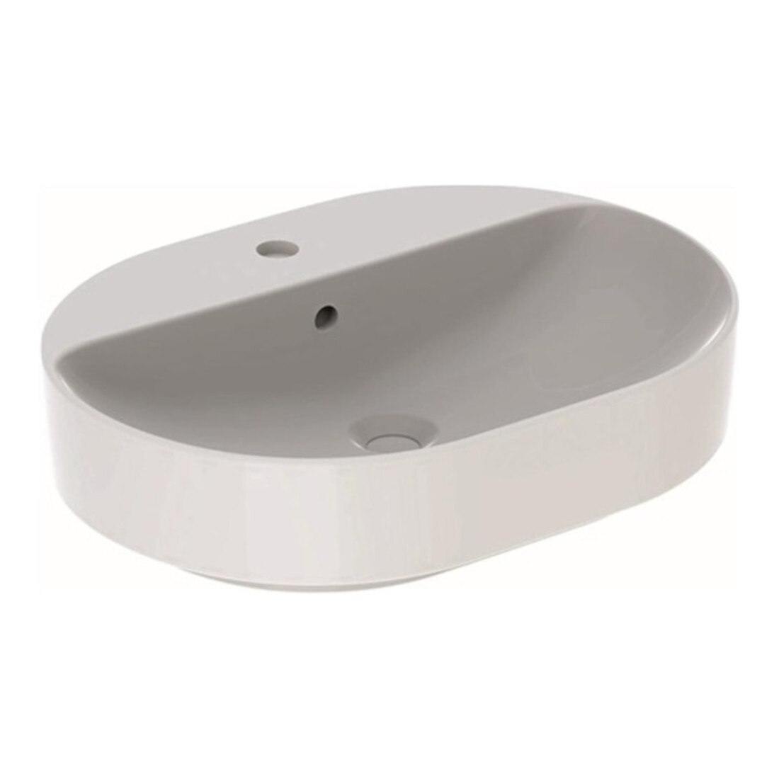 Geberit Vasque à poser VariForm blanc, 60x45 cm, avec trou robinet, avec trop-plein, elliptique