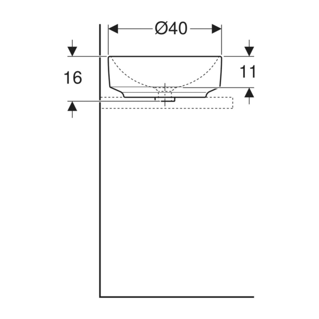 Geberit Vasque à poser VariForm d 40 cm, sans robinet, sans trop-plein, ronde, blanc K-Tect
