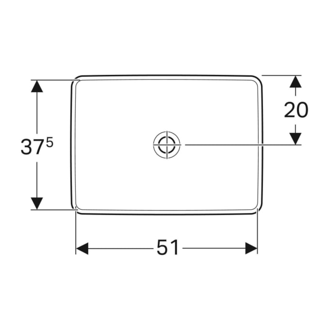 Geberit Vasque encastrée VariForm 55x40 cm, sans trop-plein, verre US / blanc