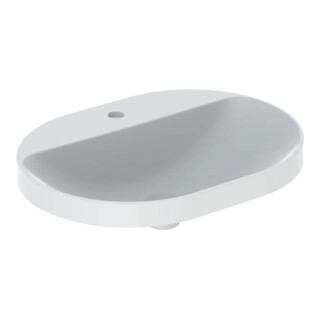 Geberit Vasque encastrée VariForm 60x45 cm, H I P, sans trop-plein, elliptique, verre US/blanc