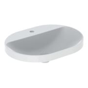 Geberit Vasque encastrée VariForm 60x45 cm, H I P, sans trop-plein, elliptique, verre US/blanc