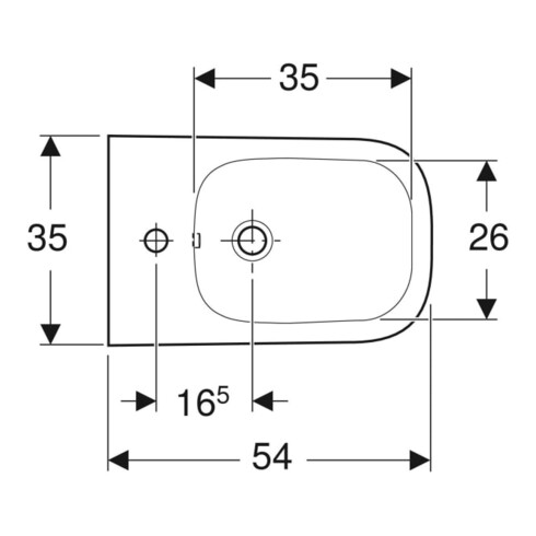 Geberit Wand-Bidet Renova Plan we., teilgeschlossene Form, mit Überlauf