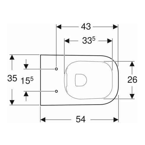 Geberit Wand-Tiefspül-WC Square SMYLE Rimfree, geschlossene Form weiß