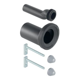 Geberit Wand-WC-Anschlussgarnitur d 90/45mm, m Bef.-Mat., etag., PE-HD, sw