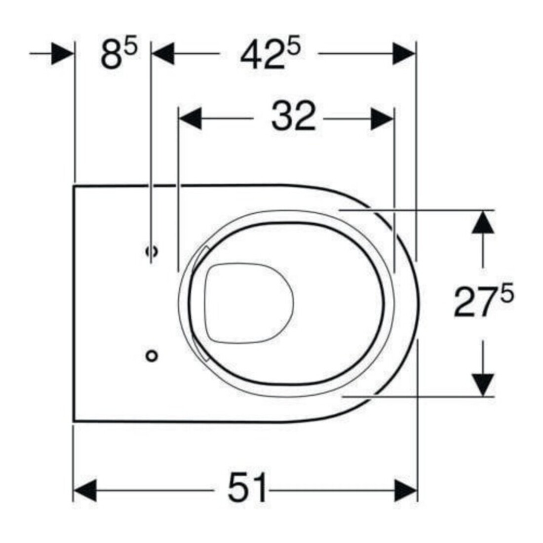 Geberit Wand-WC, Tiefspüler Acanto 4,5 l, geschlossen, rimfree, weiß