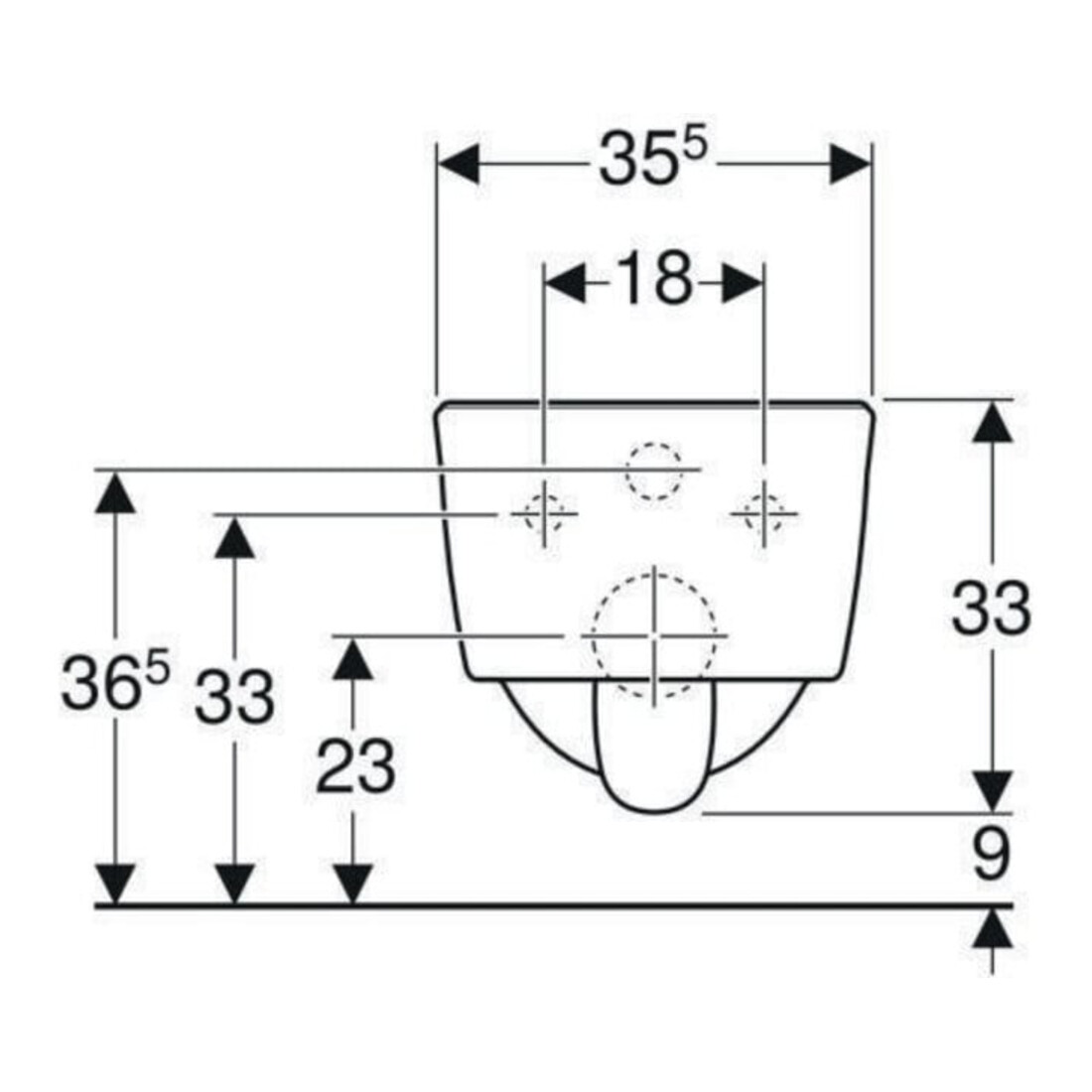 Geberit Wand-WC, Tiefspüler iCon 35,5x49cm, vrk A, ges, rimf, we. K-Tect