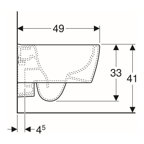 Geberit Wand-WC, Tiefspüler iCon 35,5x49cm, vrk A, ges, rimf, we. K-Tect
