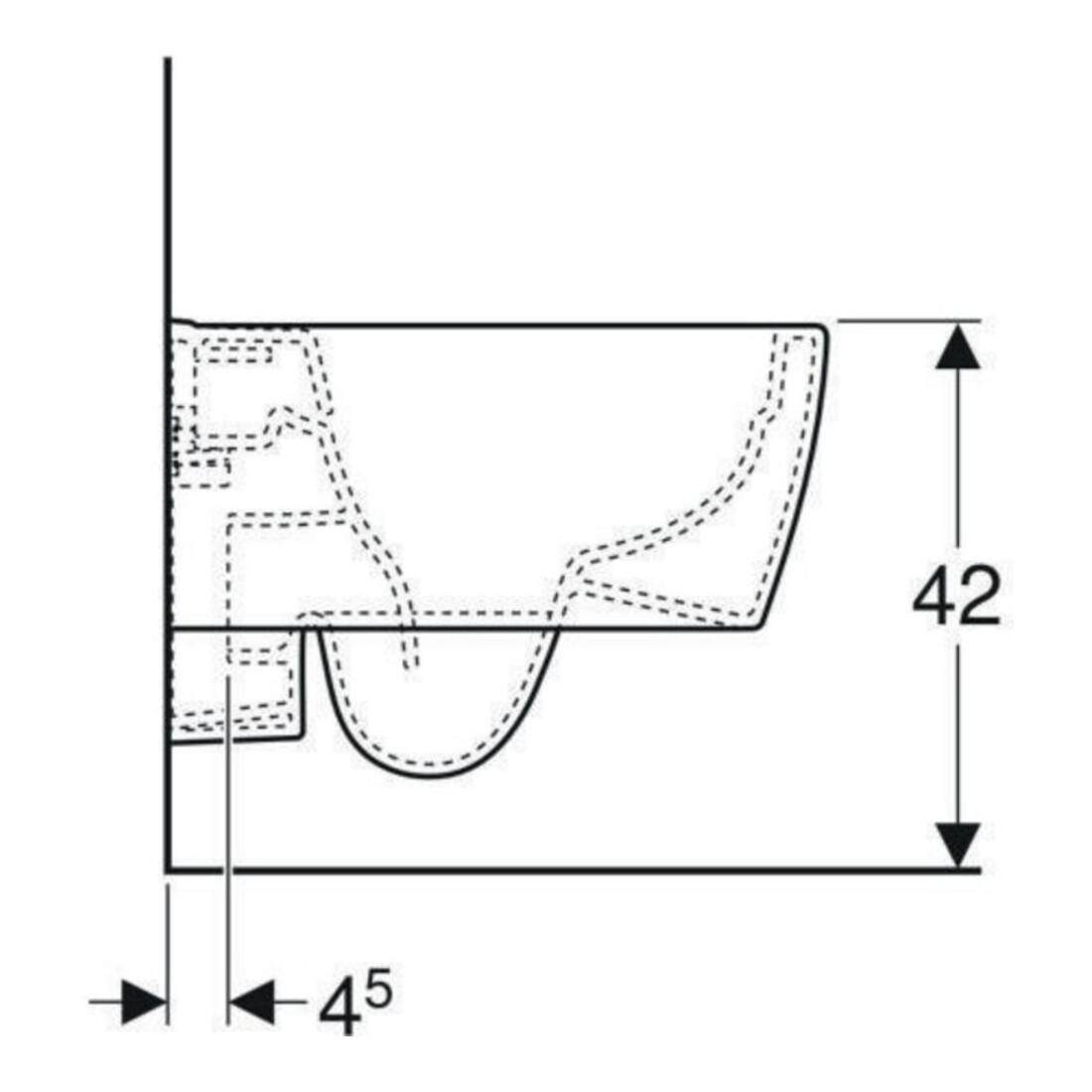 Geberit Wand-WC, Tiefspüler iCon 35,5x49cm, vrk A, geschl., rimfr., we.