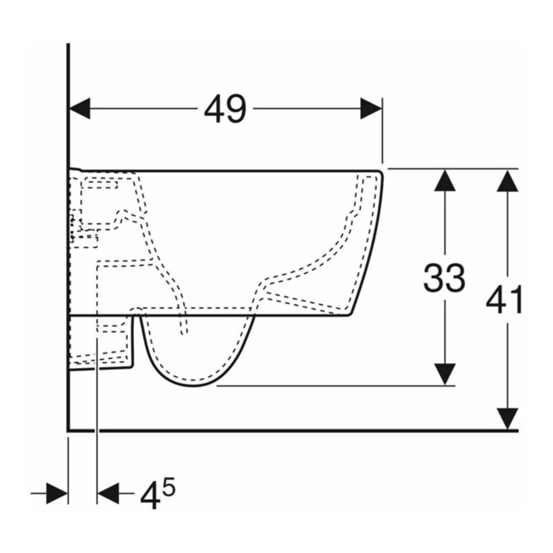 Geberit Wand-WC, Tiefspüler iCon 35,5x49cm, vrk A, geschl., rimfr., we.
