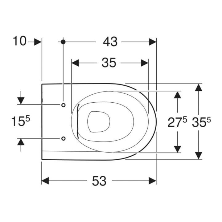 Geberit Wand-WC, Tiefspüler iCon 35,5x53cm, ge F., rimfr., we. K-Tect