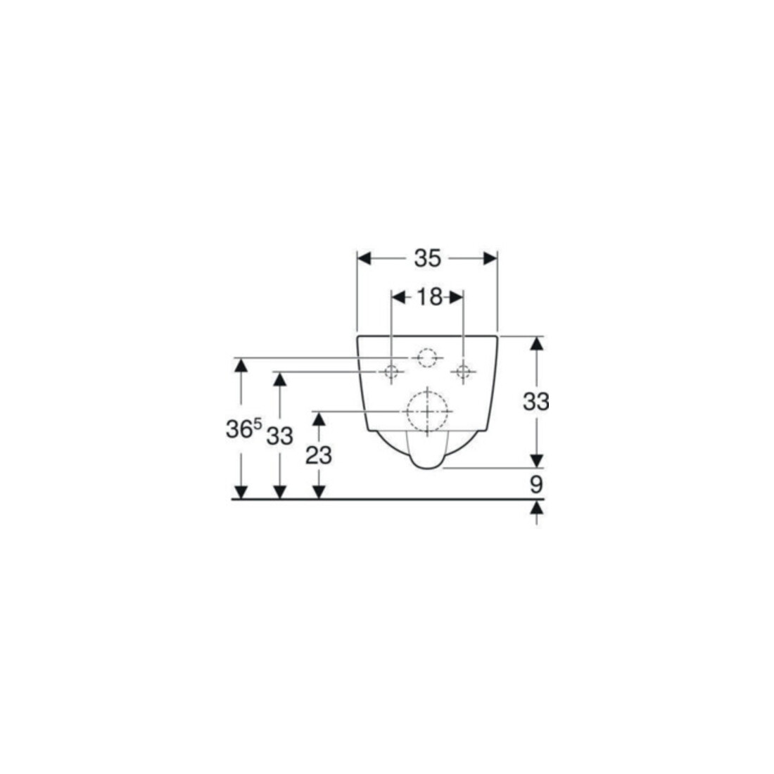 Geberit Wand-WC, Tiefspüler iCon Square 35x54cm, geschl. F., rimfr., we. K-Tect