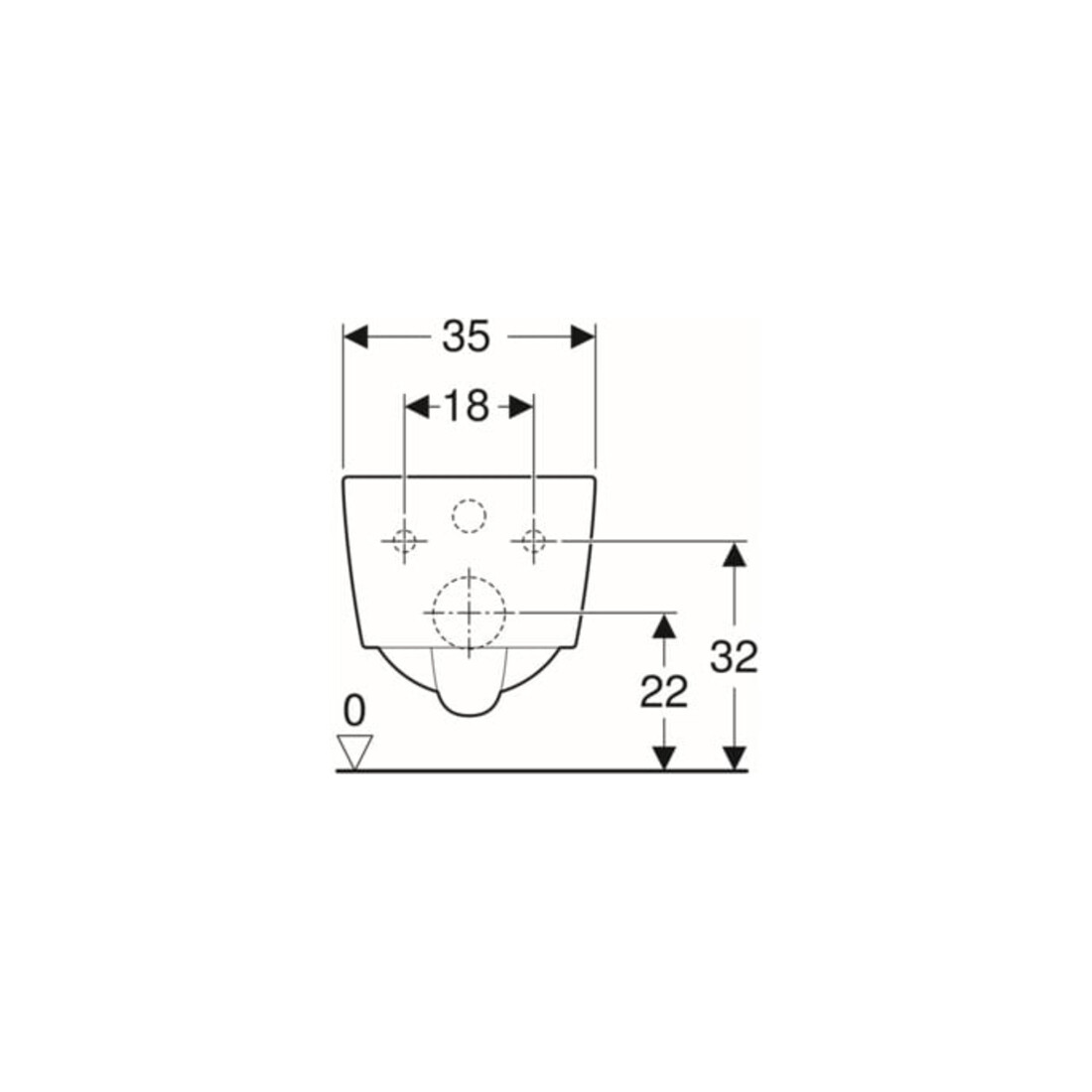 Geberit Wand-WC, Tiefspüler iCon Square 35x54cm, geschl. Form, rimfree, weiß