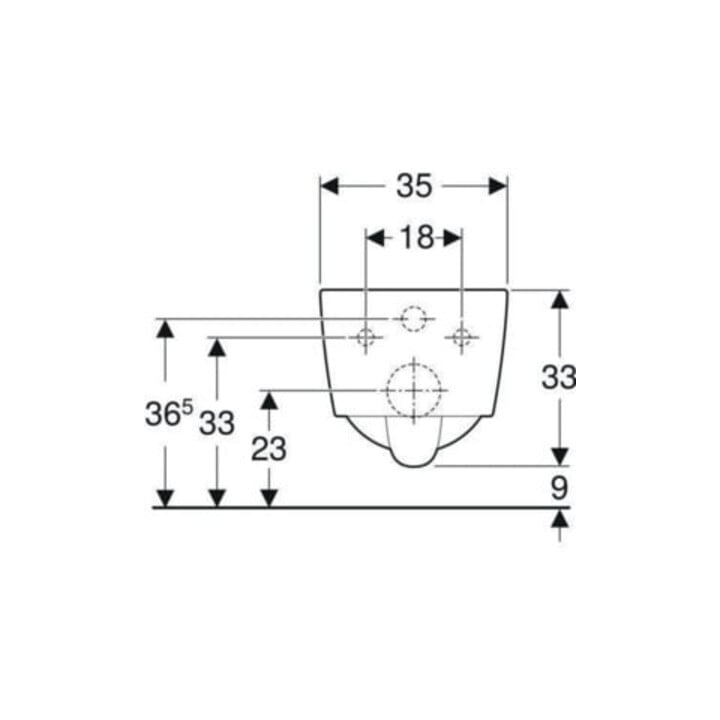 Geberit Wand-WC, Tiefspüler iCon Square 35x54cm, geschl. Form, rimfree, weiß
