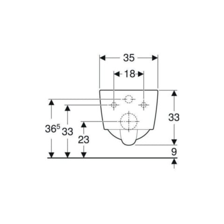 Geberit Wand-WC, Tiefspüler iCon Square 35x54cm, geschl. Form, rimfree, weiß