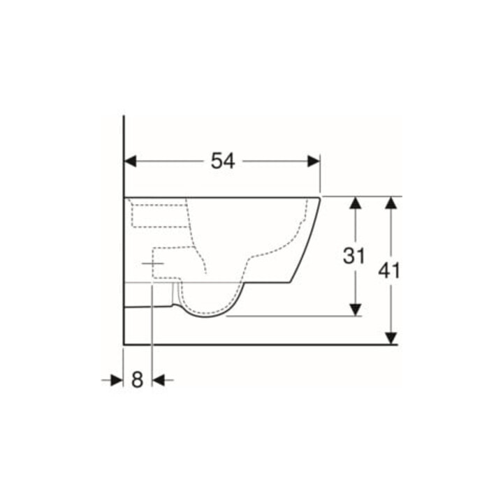 Geberit Wand-WC, Tiefspüler iCon Square 35x54cm, geschl. Form, rimfree, weiß