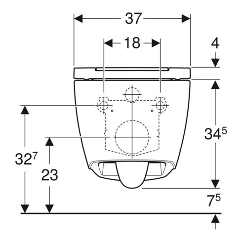 Geberit Wand-WC, Tiefspüler One mit WC-Sitz, weiß/hochglanzverchromt