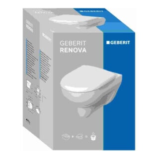 Geberit Wand-WC, Tiefspüler Renova 6/5 l, Set, mit WC-Sitz, weiß