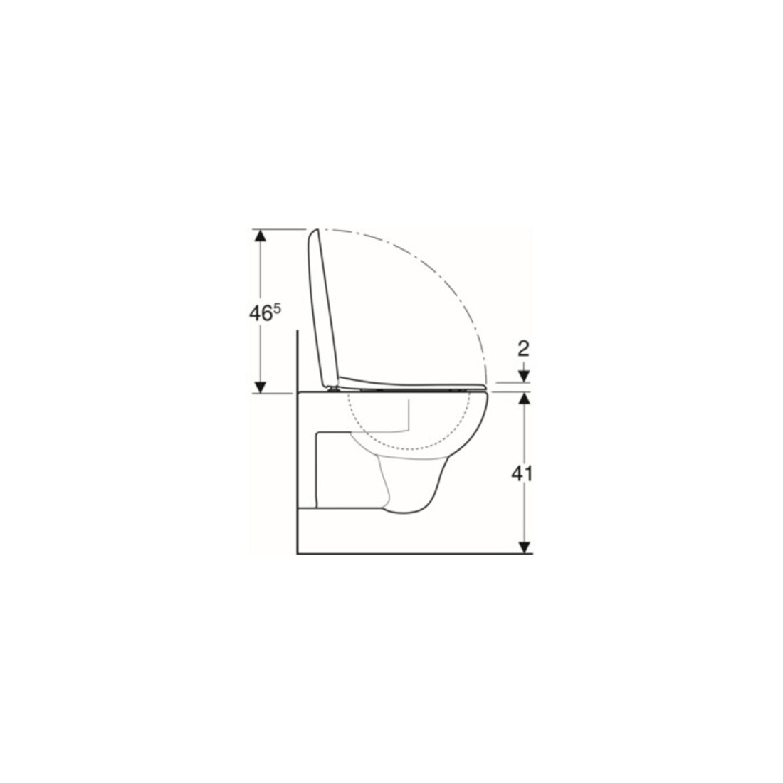Geberit Wand-WC, Tiefspüler Renova 6/5 l, Set, mit WC-Sitz, weiß