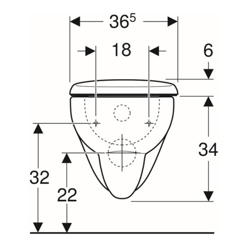 Geberit Wand-WC, Tiefspüler Renova 6/5 l, Set, mit WC-Sitz, weiß